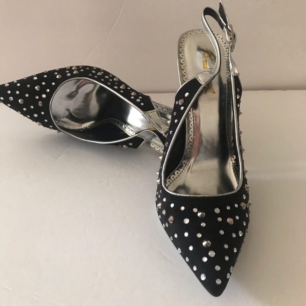 Suede Rhinestone High heels Women's Slingbacks